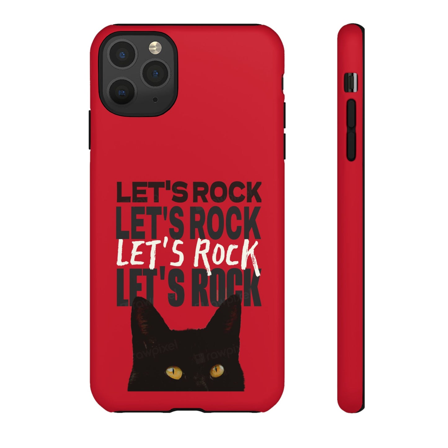 Black Cat Let's Rock Tough iPhone Case