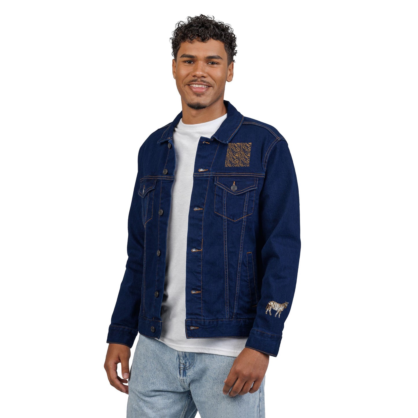 Love Your Stripes Zebra Embroidered Unisex Denim Jacket