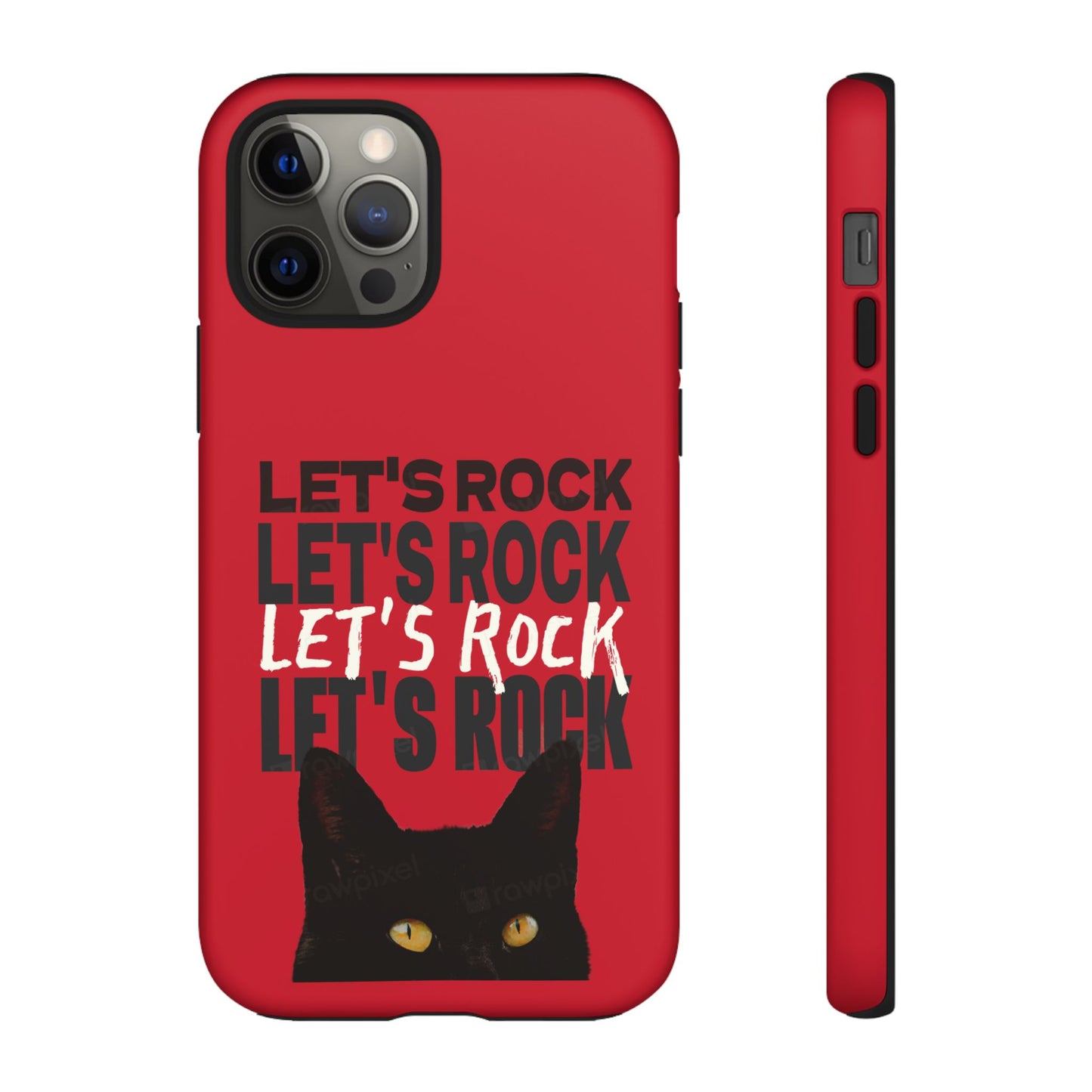 Black Cat Let's Rock Tough iPhone Case
