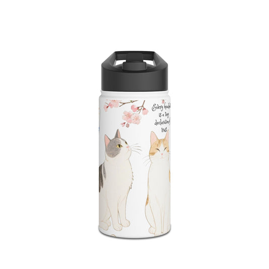 Whiskers in Porcelain: Cats in Japanese Elegance - Stainless Steel Water Bottle