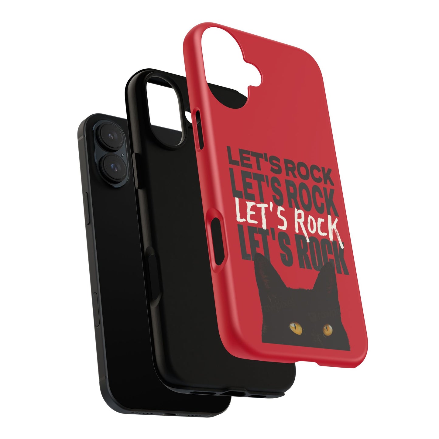Black Cat Let's Rock Tough iPhone Case