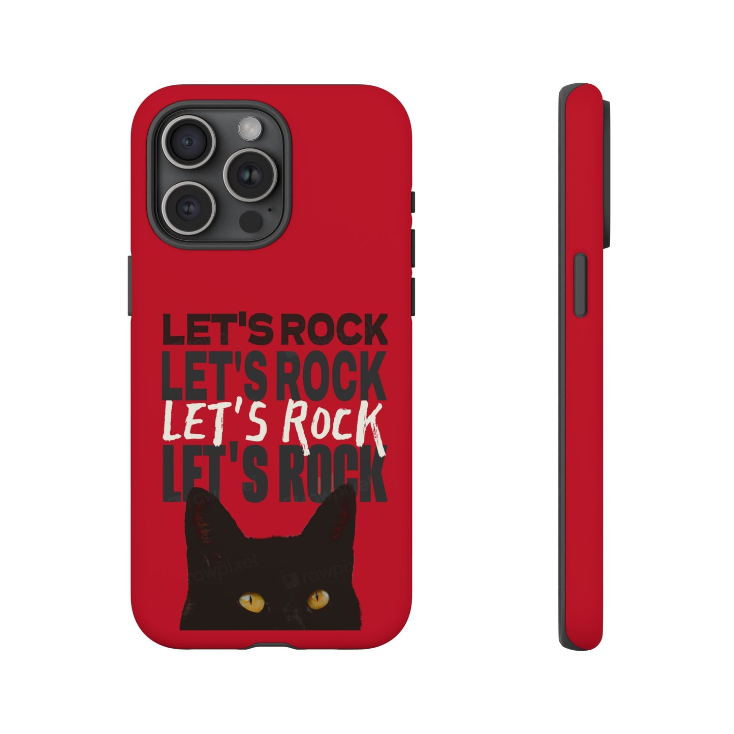 Black Cat Let's Rock Tough iPhone Case