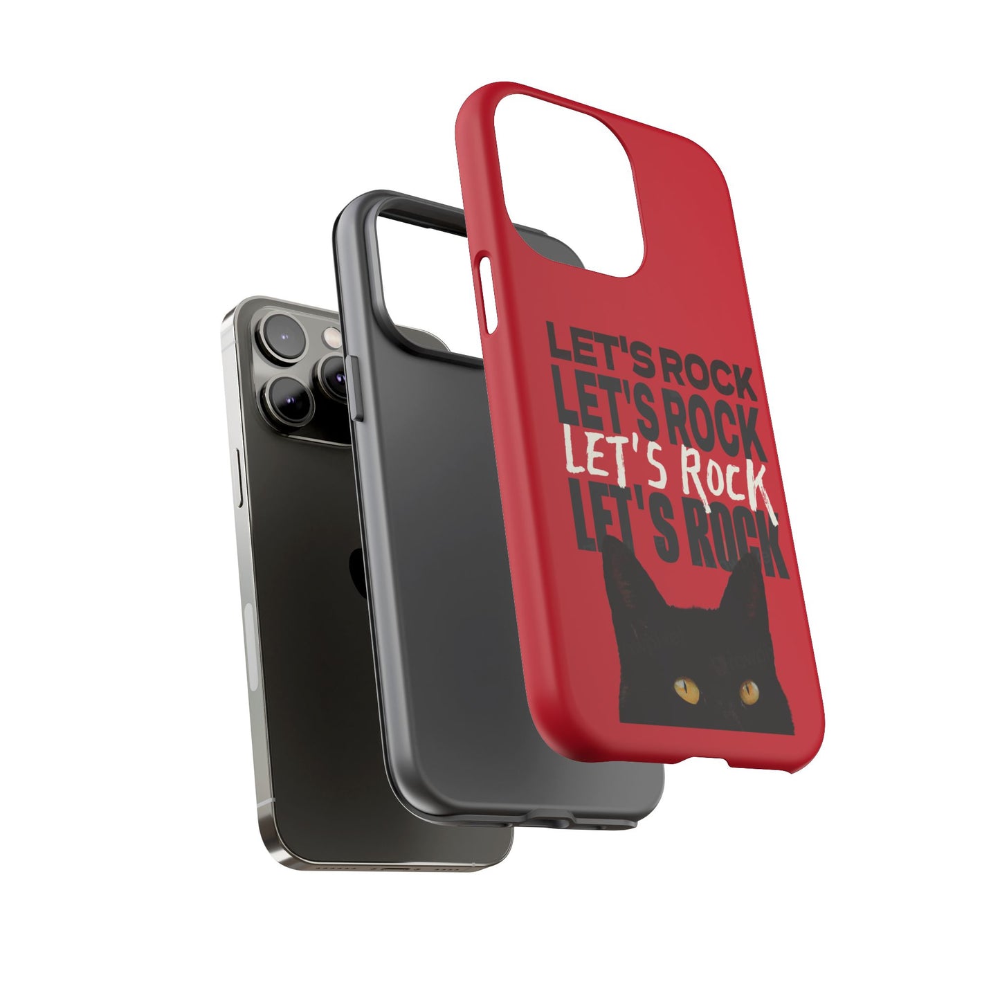 Black Cat Let's Rock Tough iPhone Case