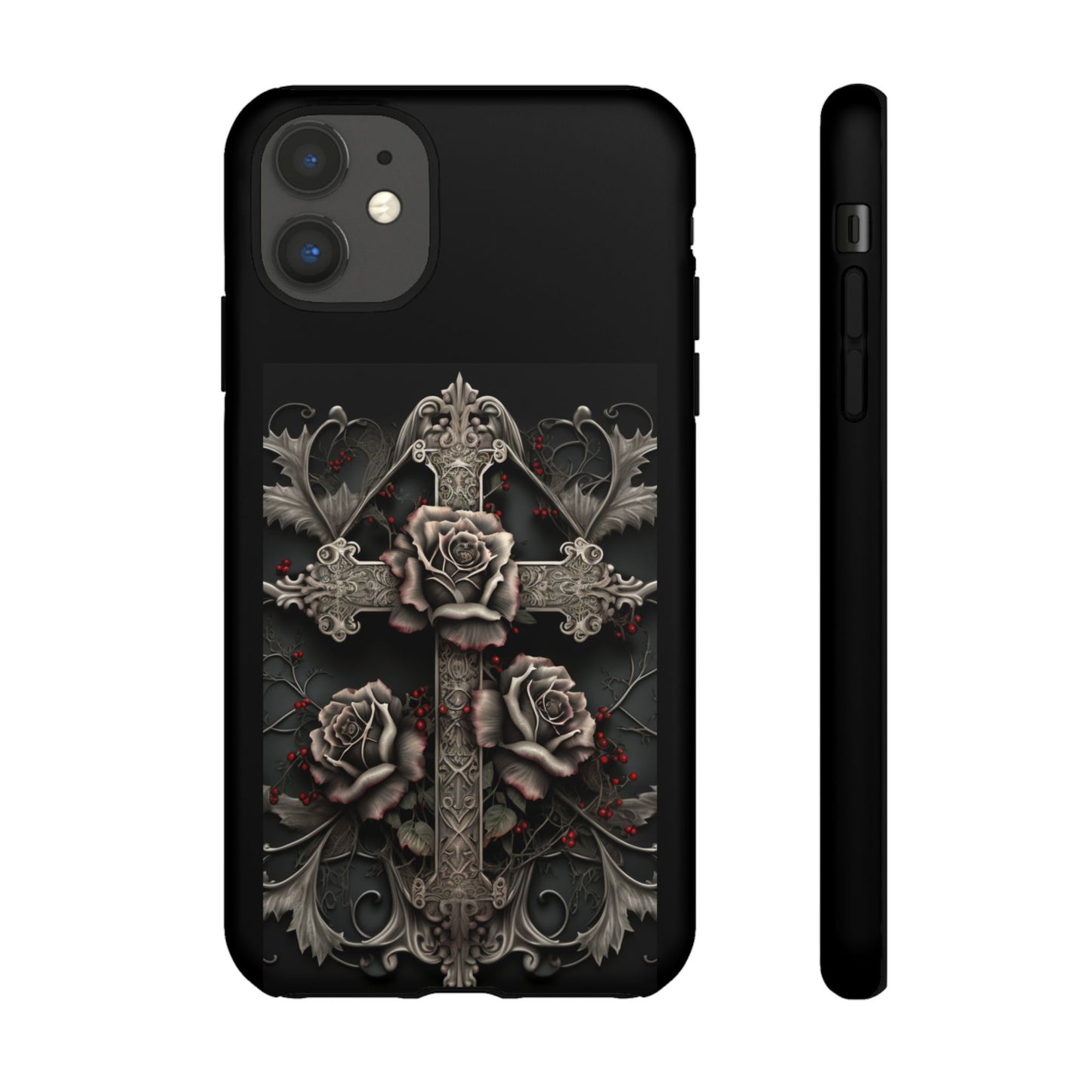 Gothic Elegance Cross Tough iPhone Case – Bold Protection with a Stylish Edge