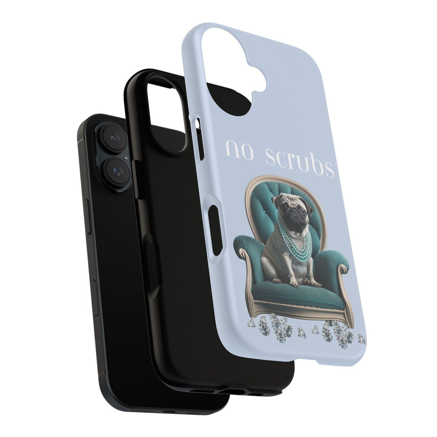 Cute Pug with Jewellery iPhone Tough Case – No Scrubs Edition for iPhone