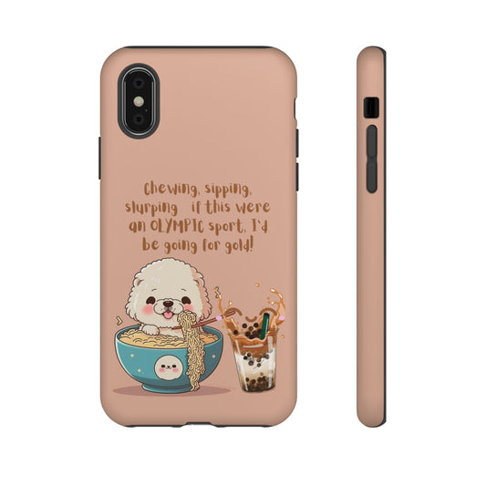 Dog Enjoying Ramen iPhone Tough Case – Cute and Fun Design for iPhone XR to iPhone 16 Pro Max