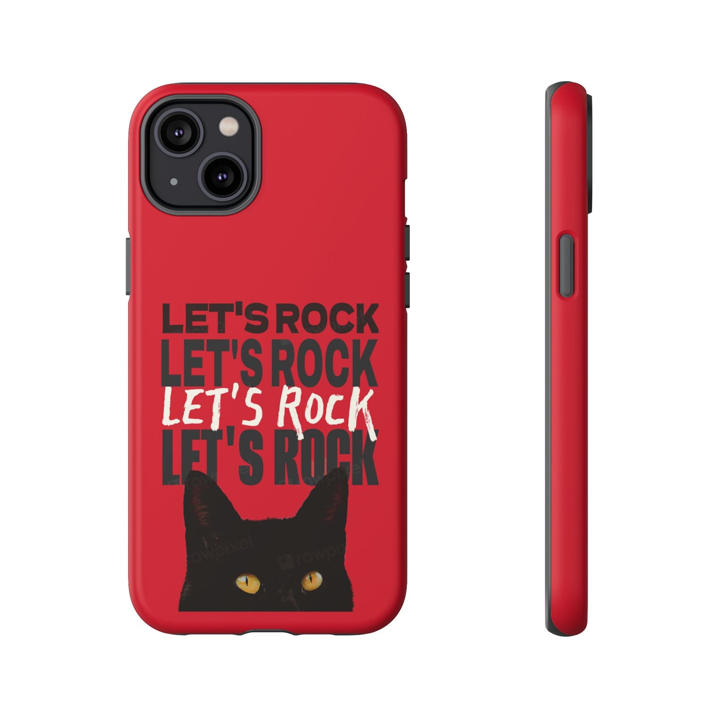 Black Cat Let's Rock Tough iPhone Case