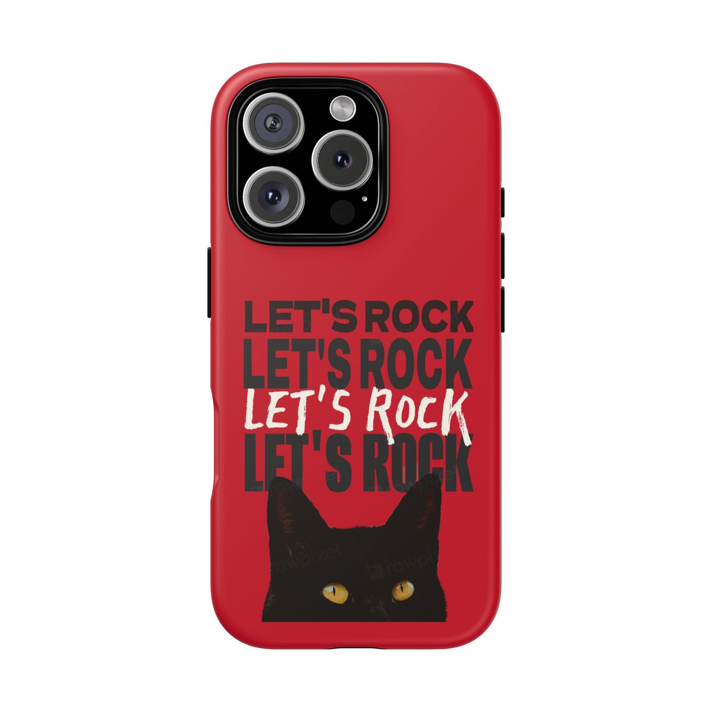 Black Cat Let's Rock Tough iPhone Case