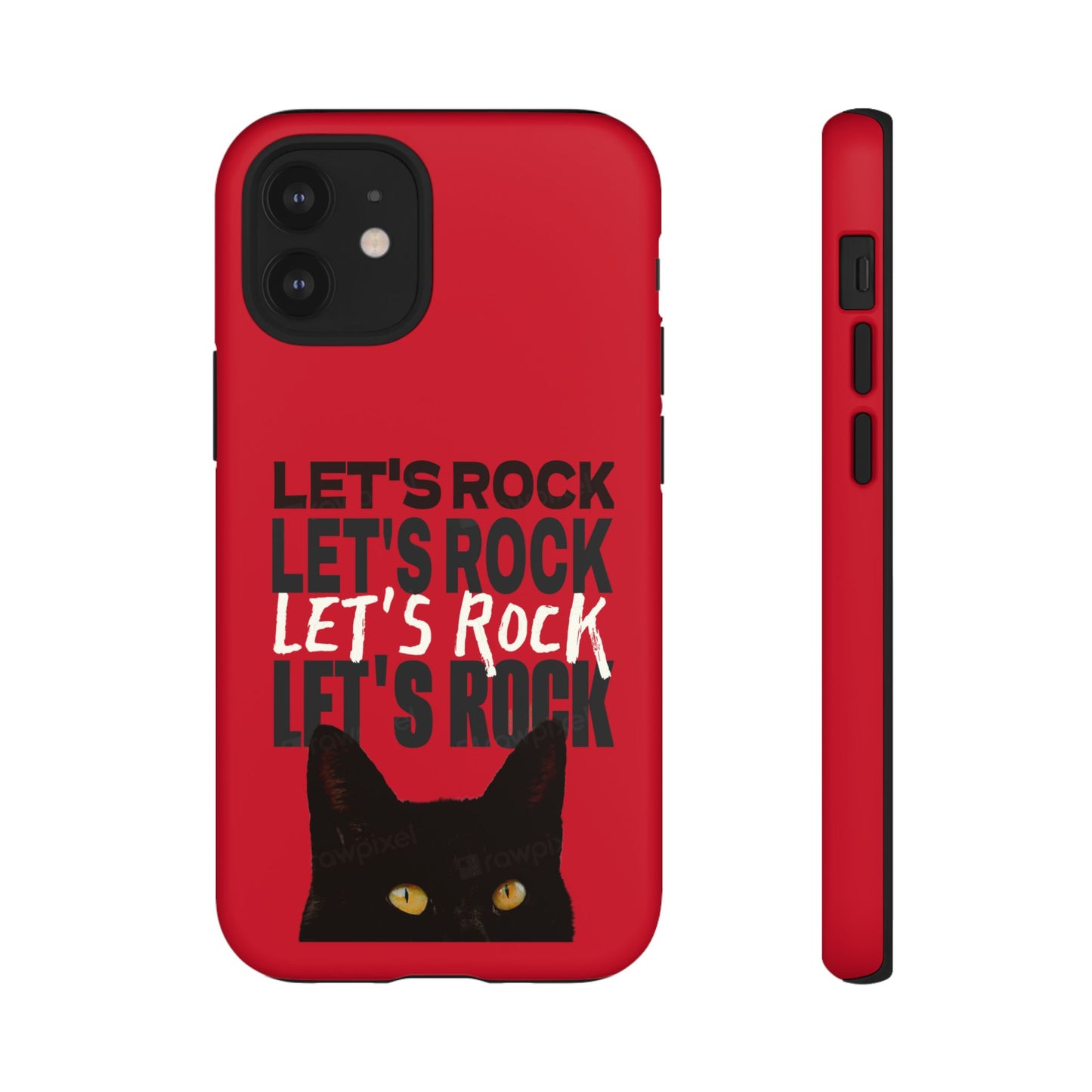 Black Cat Let's Rock Tough iPhone Case