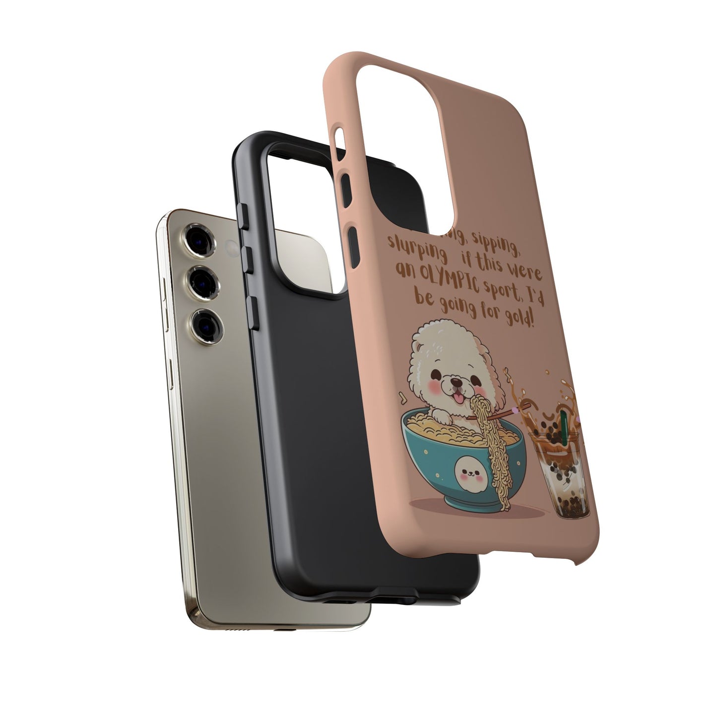 Dog Enjoying Ramen iPhone Tough Case – Cute and Fun Design for iPhone XR to iPhone 16 Pro Max