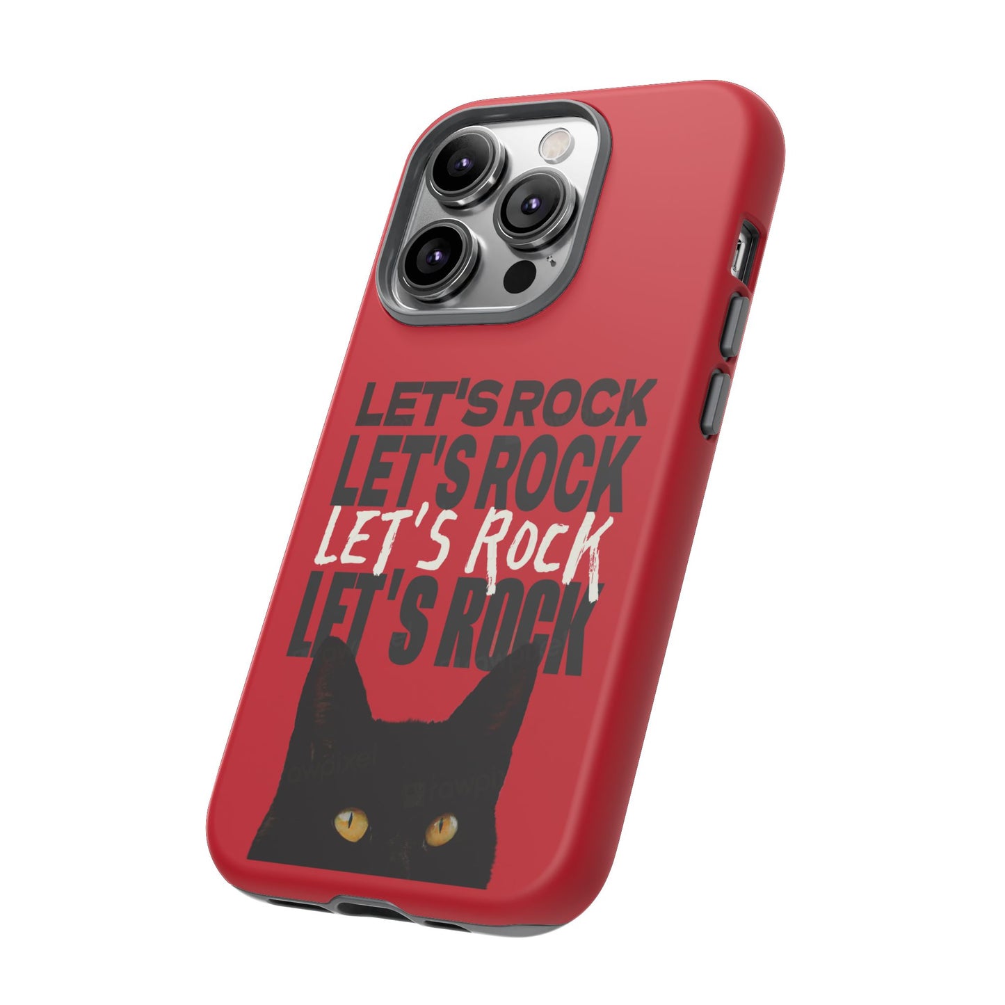 Black Cat Let's Rock Tough iPhone Case