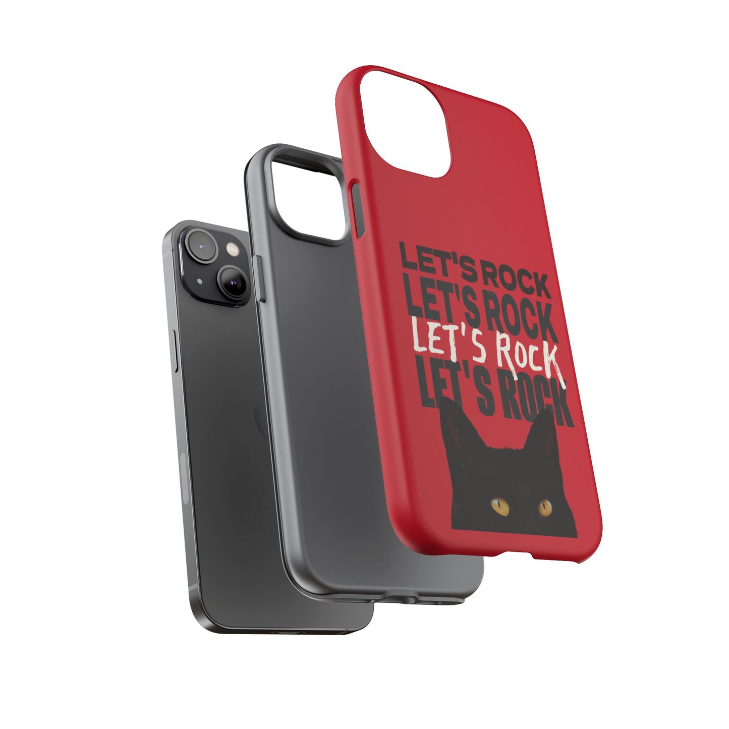 Black Cat Let's Rock Tough iPhone Case
