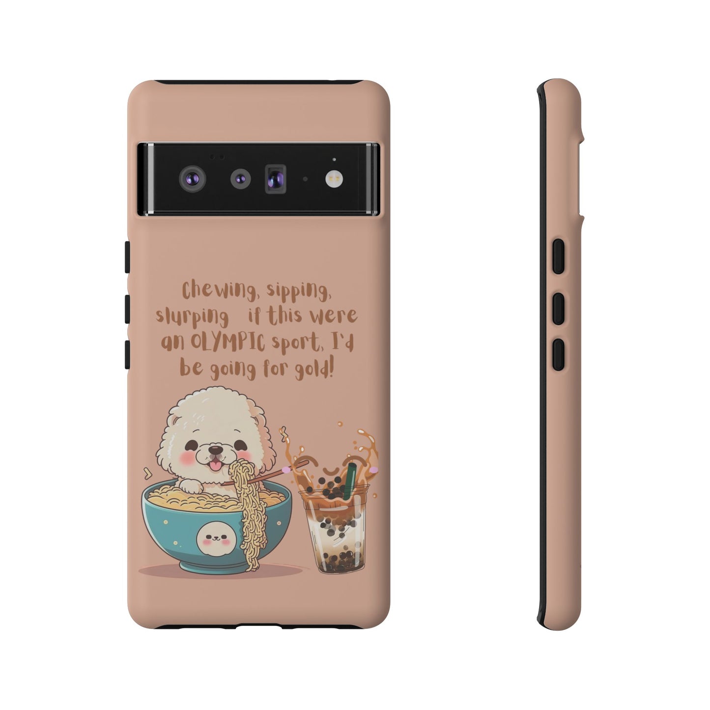 Dog Enjoying Ramen iPhone Tough Case – Cute and Fun Design for iPhone XR to iPhone 16 Pro Max