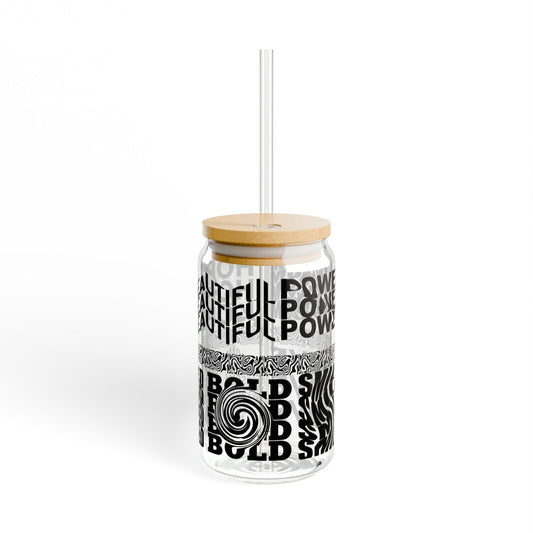 Empowerment Glass Sipper Cup 16oz (473ml) / Self-Love Drinkware / Gifts for Her / Personalized Affirmation Tumbler with Lid & Straw