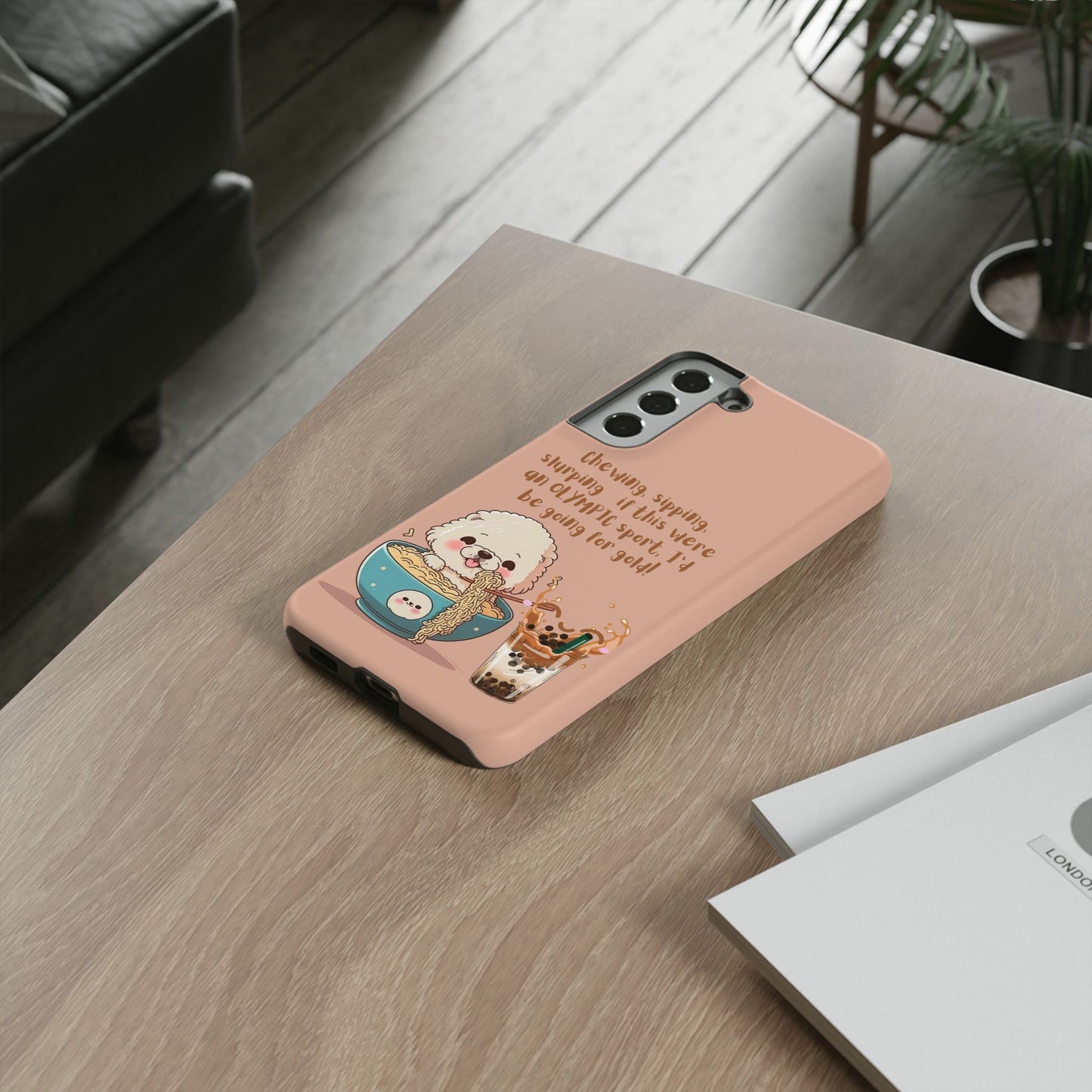 Dog Enjoying Ramen iPhone Tough Case – Cute and Fun Design for iPhone XR to iPhone 16 Pro Max